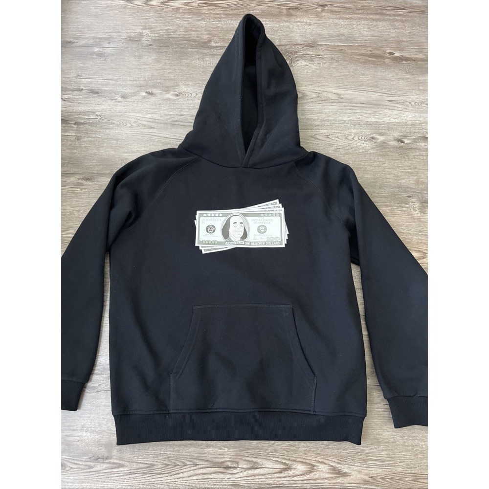 PROD Bldg Benjamin Franklins Hoodie Black Fleece Pullover Mens Medium